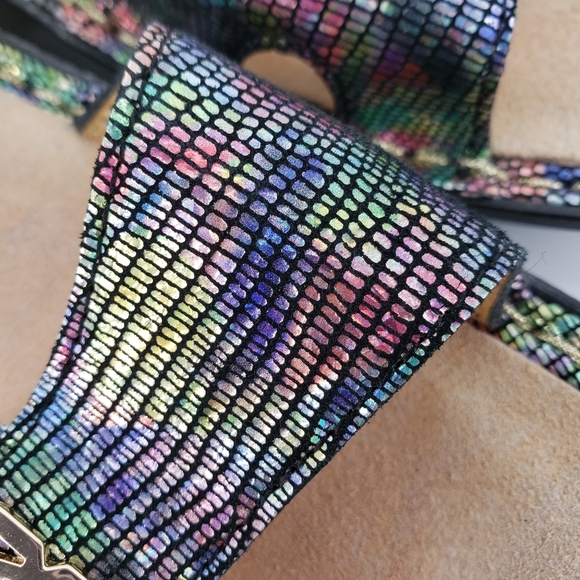 ALEGRIA Vienna Shine On Sandals 38 Multi-Colored Leather Rocker Bottom Shoe - Picture 7 of 13